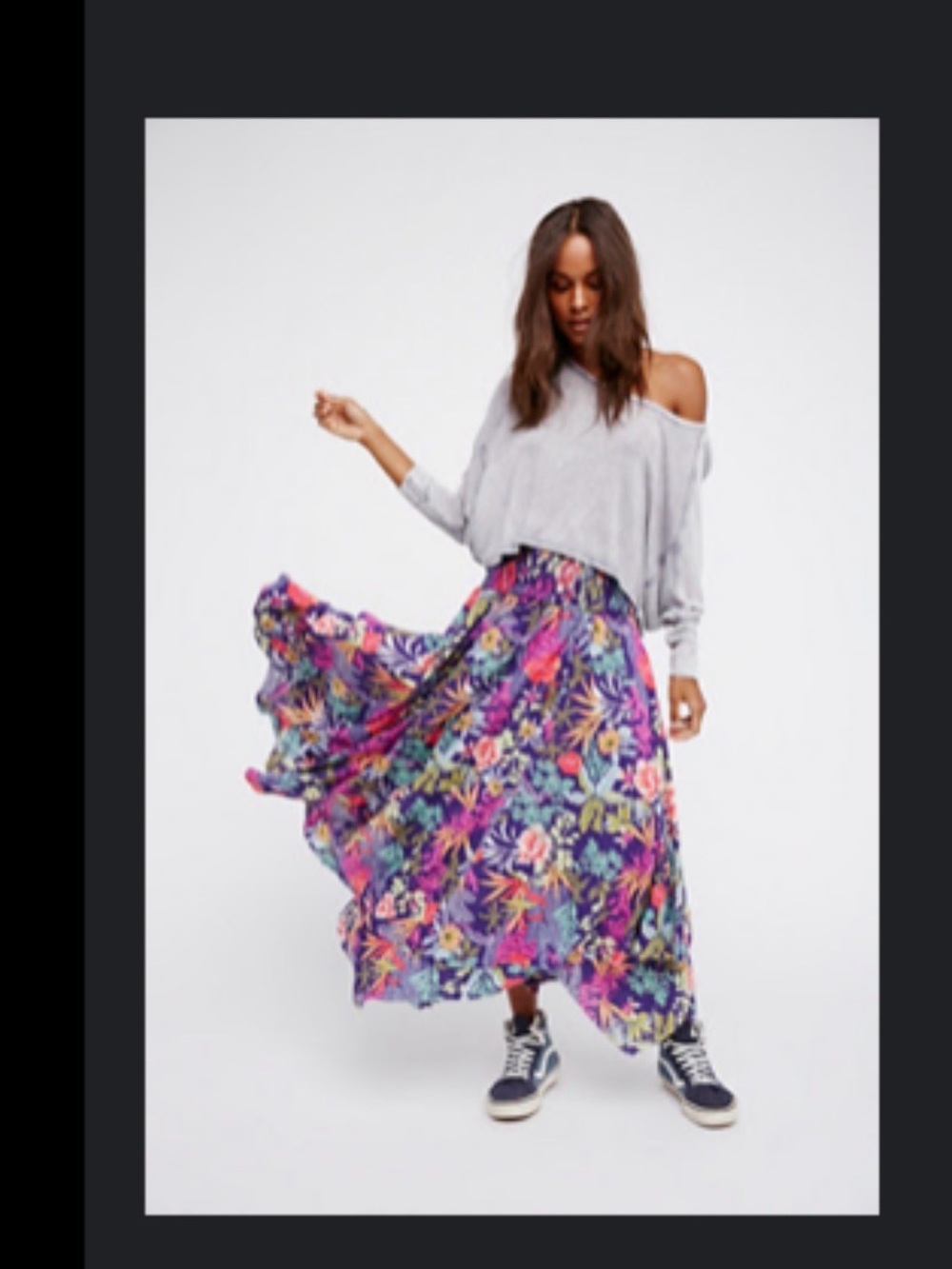 Free People Hello Sunshine Floral Maxi Skirt - Purple Multicolor